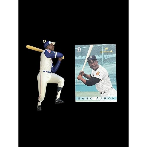 1997 Hallmark Keepsake Ornament At The Ballpark Hank Aaron With Trading Card - Picture 1 of 6